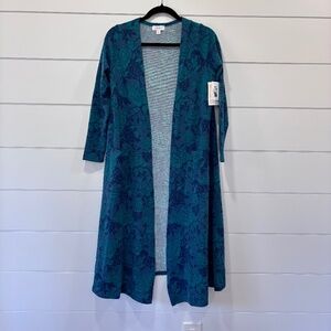 NWT LulaRoe Sarah duster roses pattern blue hues size S